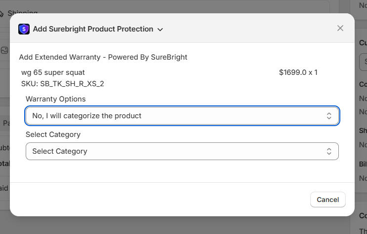 Categorization Option Selected