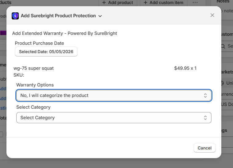 Categorization Option Selected