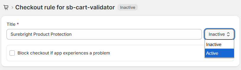 Activate Rule Set the checkout rule status to Active from the dropdown