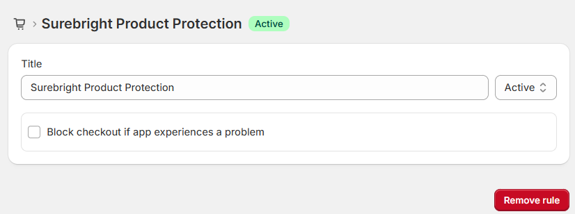 Rule Saved and Active Checkout rule saved and shown as Active