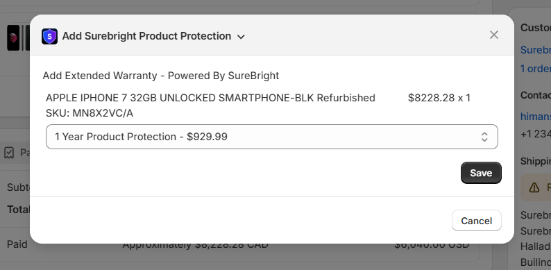 SureBright Product Protection Popup